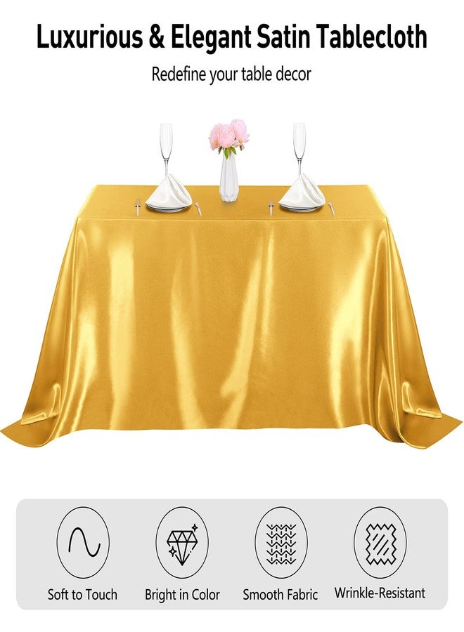 MCEAST 4 Pieces Gold Satin Tablecloth 102 x 58 Inch Gold Satin Table Overlay Cover Rectangular Bright Silk Tablecloth for Party, Wedding, Banquet Table Decoration - Image 4